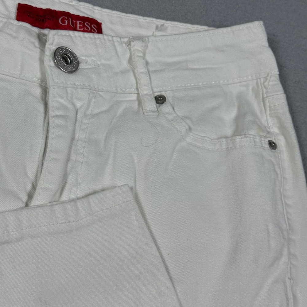 Guess Tahiana High Waist Skinny Jeans White Distressed Ripped Denim Womens